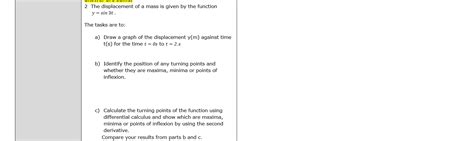 Solved The Displacement Of A Mass Is Given By The Function Chegg