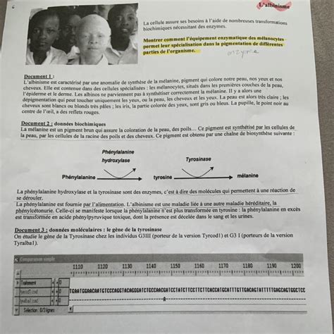 Bonjour Pour Demain Jai Un Dm De Svt Et Je Comprends Rien Du Tout Si