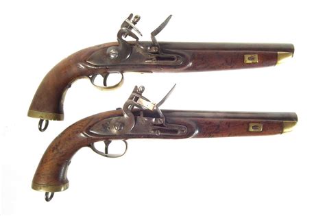 Lot 4 Pair Of Belgian Flintlock Belt Pistols