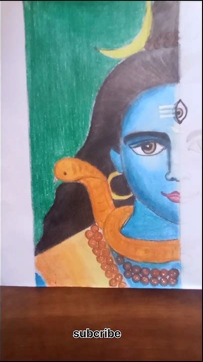 Shiv Parvati Drawing With Oil Pastel Part 2 Half Shiv And Half Sakti Drawing Shorts