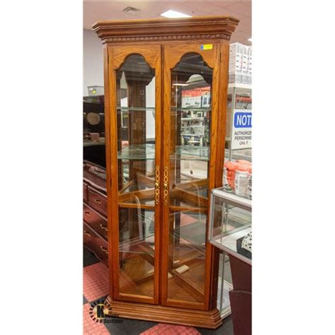 Oak Wood Large Corner Curio Cabinet Kastner Auctions