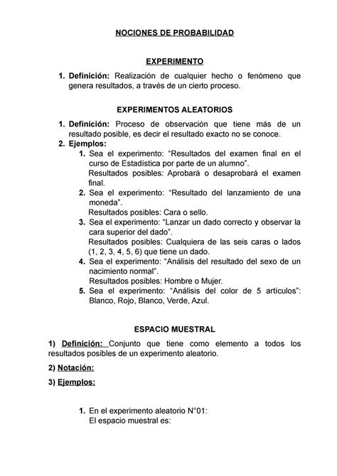 TEMA N 05 Experimentos Aleatorios Espacio Muestral Y Probabilidades