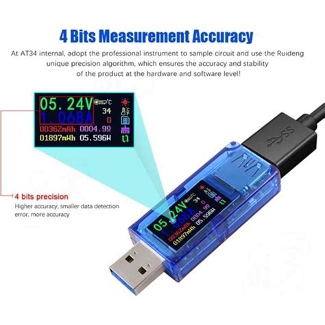 Usb Cran Lcd Couleur Tension Courant Alimentation Charge De La