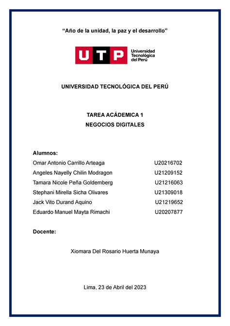 Grupo 1 TA1 Primera tarea academica del curso Año de la unidad