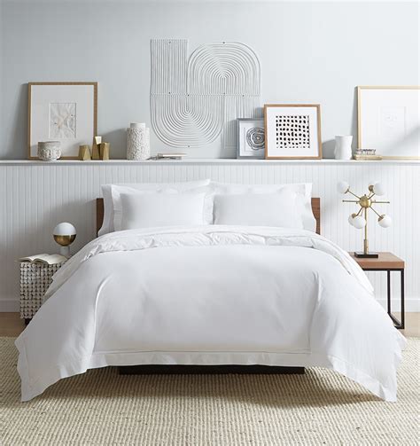 White Cotton Percale Sheets & Bedding - Sferra Analisa