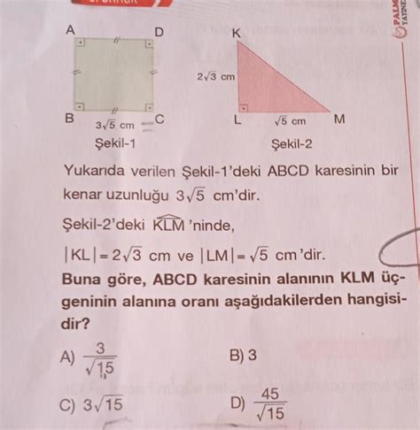 Ekteki soruyu anlatarak çözebilir misiniz 8 Sınıf Karekökler konusudur