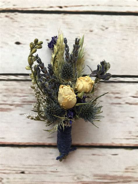 Beautiful Thistle Buttonholes Made From Dried Flowers And Etsy Uk