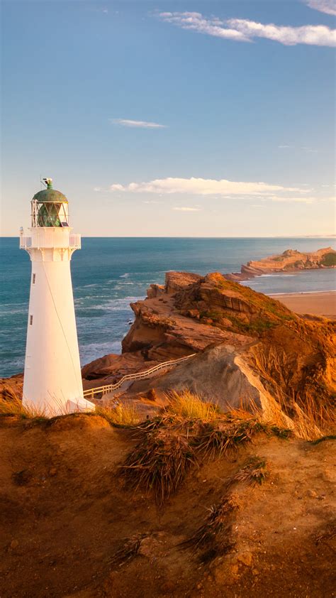 Castle Point Lighthouse In Castlepoint Village Wairarapa Coast North