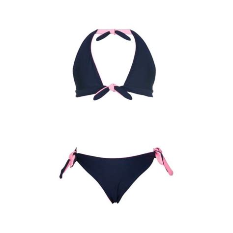 Snapper Rock Reversible Bikini In Navy Ballet Pink Uv Fashions