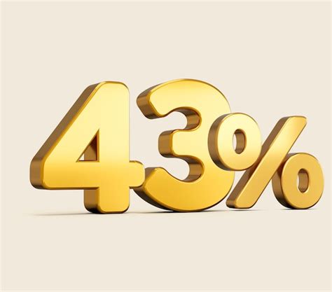 Premium Photo | 3d illustration of golden number forty three percent or ...