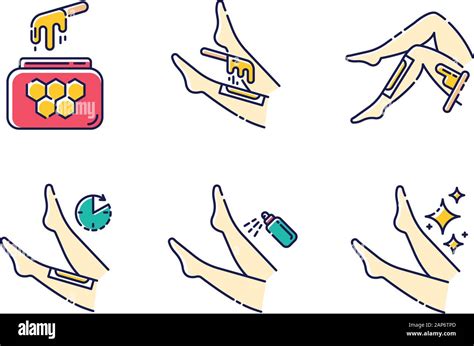 Shin Waxing Beige Color Icons Set Leg Hair Removal With Natural Honey Hot Wax Strips Process