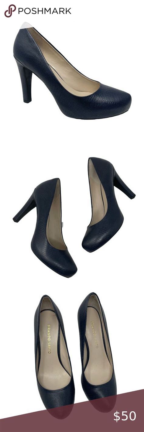 Franco Sarto Cicero Platform Pump In Navy Snake Leather Size 65 Snake