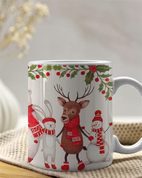 Tazza Natalizia Mug Con Orso Pinguino Babbo Natale E Renna Idea