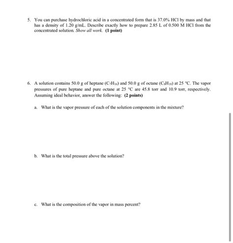 Solved 5 You Can Purchase Hydrochloric Acid In A