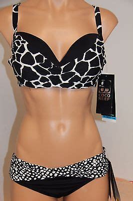 Nwt Coco Reef Swimsuit Bikini Pc Set L C U Wire Black White Twist