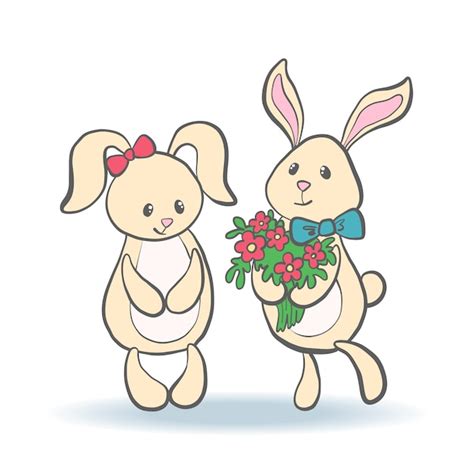 Premium Vector | Cute lovely cartoon bunnies.