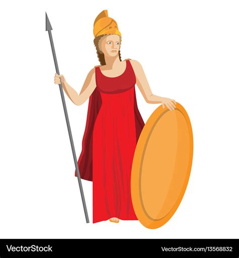 Mythological greek athena holding spear and shield