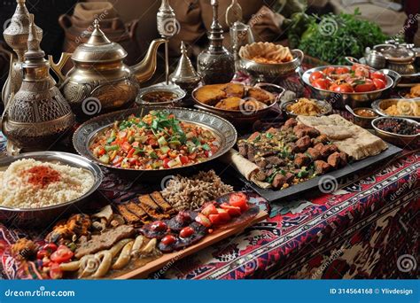 Nourishing Arabian Food Ramadan Tasty Traditional Arabic Stock Illustration Illustration Of