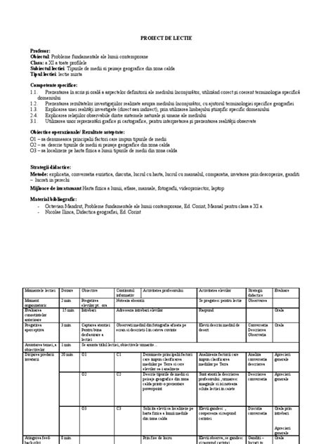 PDF Proiect De Lectie3 Clasa A Xi A DOKUMEN TIPS