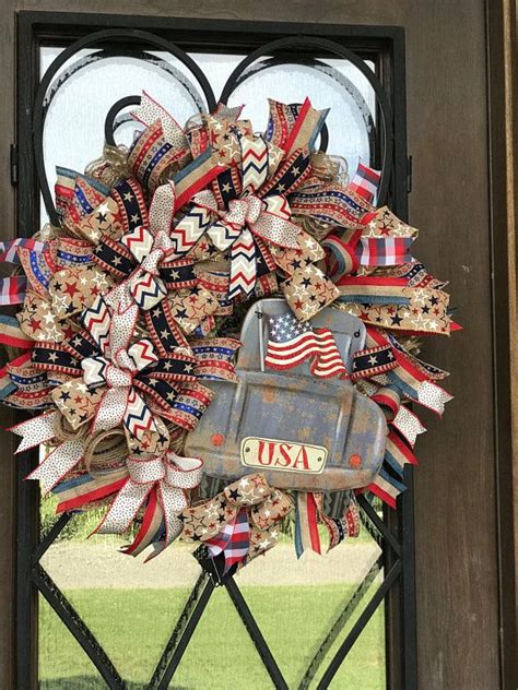 Xl Large July 4th Patriotic Door Wreath Red White Blue Memorial Day