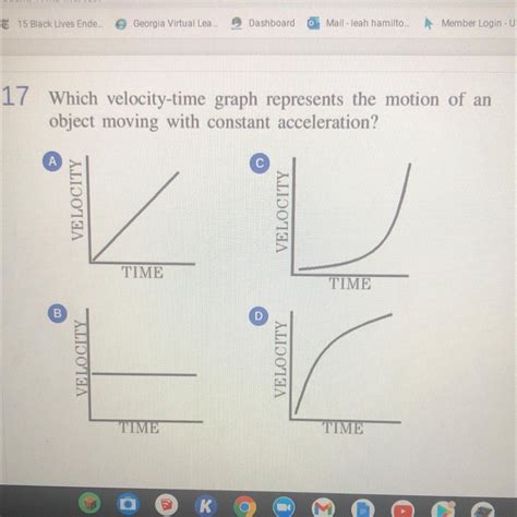 Which Velocity Time Graph Represents The Motion Of An Object Moving