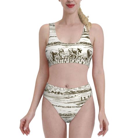 Haiem Rice Harvest Women S High Waisted Bikini Set Two Piece Bathing