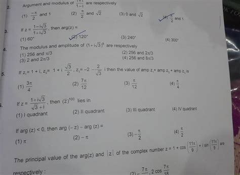 Argument And Modulus Of 1−i1 1 Are Respectively Filo