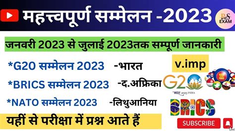 Current affairs महतवपरण सममलन 2023 important sammelan 2023MCQ