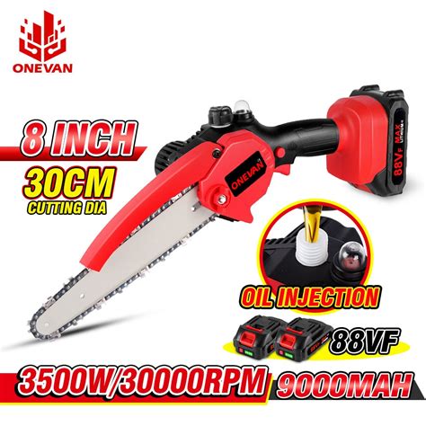 ONEVAN 3500W 8Inch Electric ChainSaw Rechargeable Saw 30000RPM Cordless