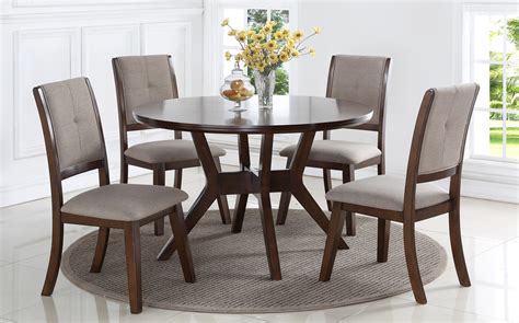 Traditional Natural Wood Round Pedestal Dining Table Set 5Pcs By AA