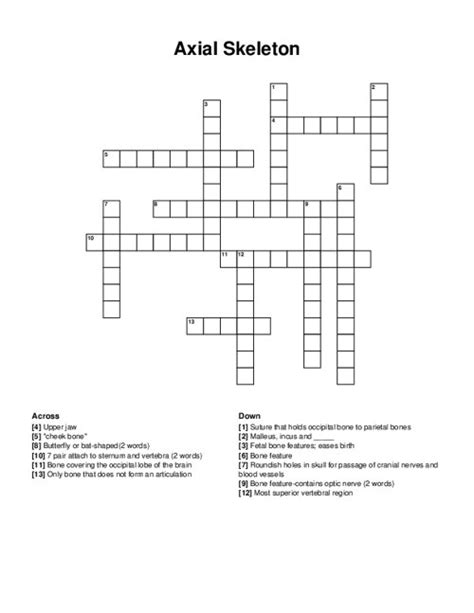 Axial Skeleton Crossword Puzzle