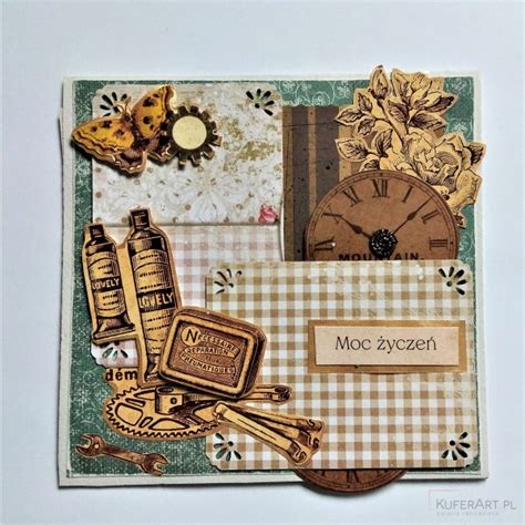 Kartka okazjonalna scrapbooking moc życzeń Kuferart galeria rękodzieła