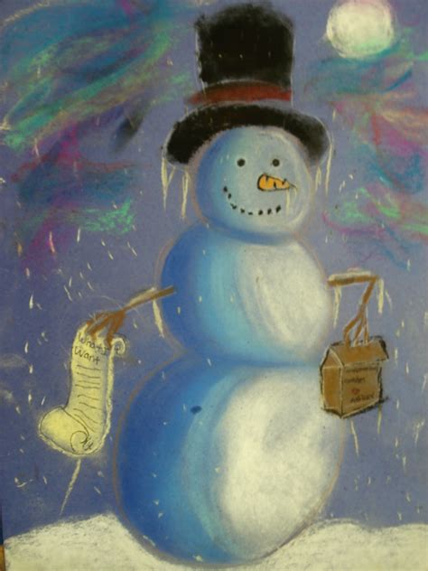 a faithful attempt: Snowmen at Night Chalk Pastel Drawings