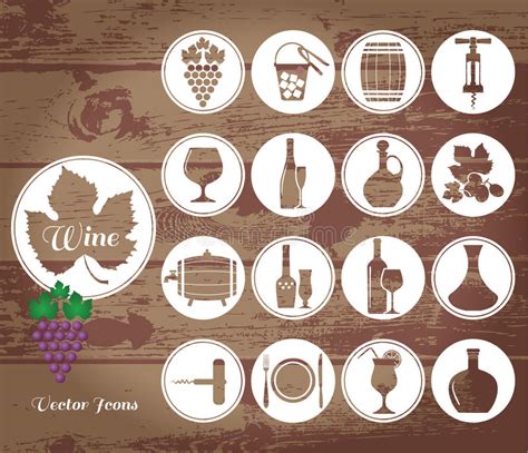 Cones Lisos Do Vinho Ajustados Em De Madeira Ilustra O Do Vetor