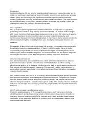 Transforming Healthcare: AI's Impact on Diagnostics, | Course Hero 