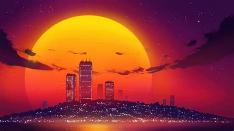 Sunset, City, Scenery, Digital, 4k, HD Wallpaper | Rare Gallery