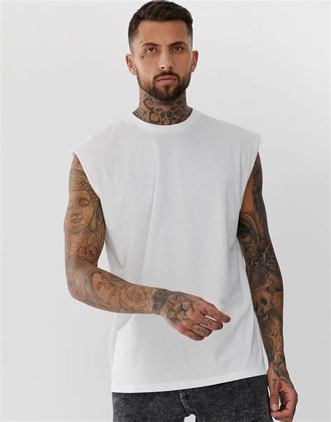 Asos Design Oversized Longline Sleeveless T Shirt In White Asos