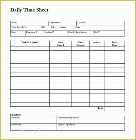 Free Timesheet Template Pdf Of 26 Blank Timesheet Templates – Free ...