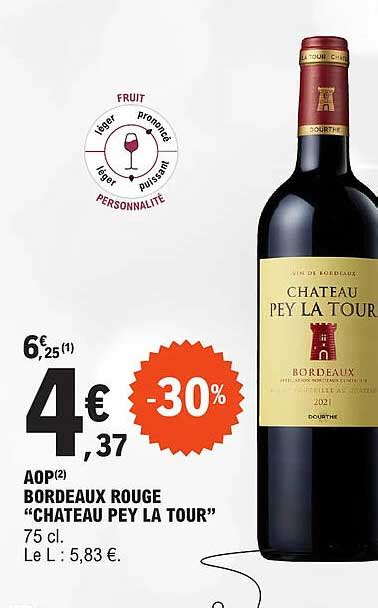 Promo Aop Bordeaux Rouge château Pey La Tour chez E Leclerc