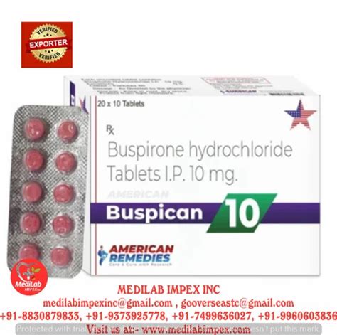 Buspirone Hydrochloride Tablet Ip 10 Mg At Rs 200 Stripe Buspirone