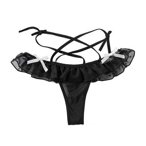Uaang Maid Cosplay Hot Thong Lace Waist Hollow Bow T Pants Female Jk Panties Sexy Lingerie Low