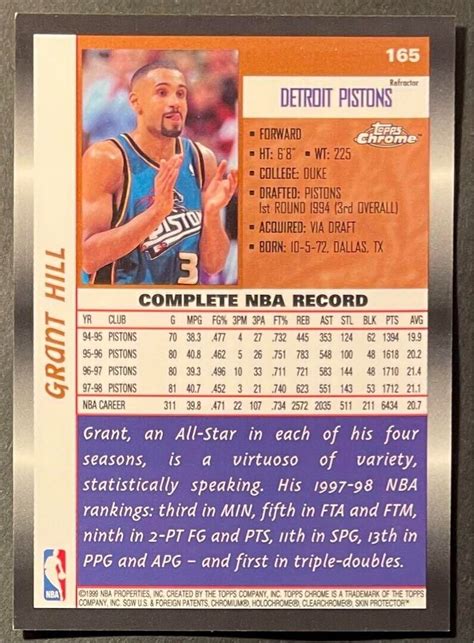 Topps Chrome Refractor Grant Hill For Sale Online Ebay