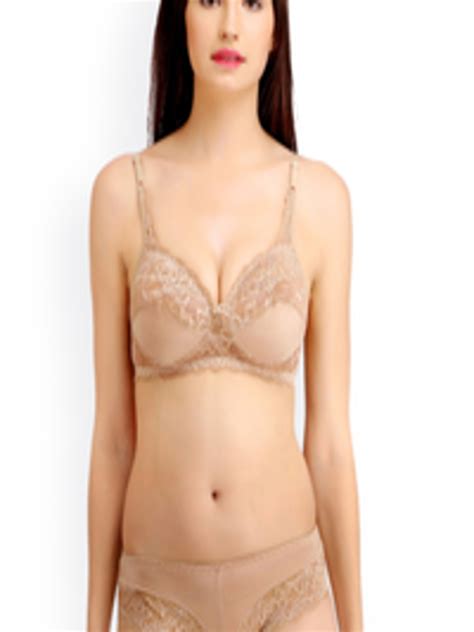 Buy AROUSY Self Design Non Padded Mid Rise Cotton Lingerie Set N Stich Set Brown Lingerie