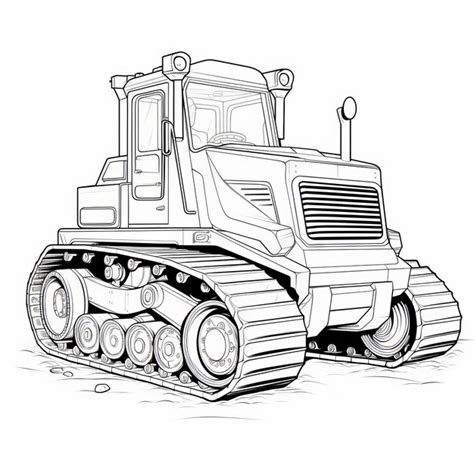 Bulldozer de arte de línea simple página para colorear para niños