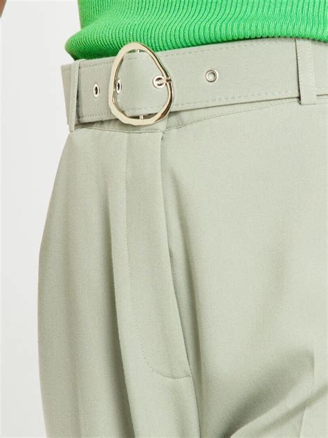 Pantalon Large Avec Ceinture Vert Gris Kiabi