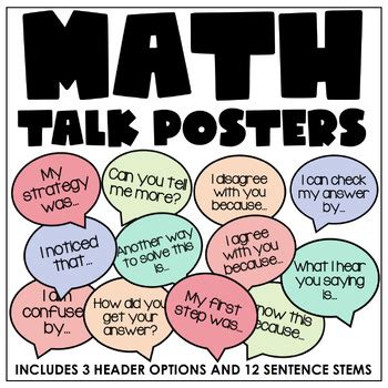 Bright Pastel Math Talk Posters Sentence Stems Number Talks TPT