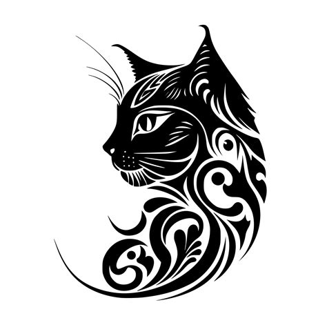 Stylized Ornamental Cat Portrait Design For Embroidery Tattoo T