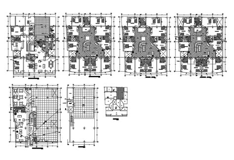 Multi Story Residential Building Floor Plan Cad Drawing Details Dwg