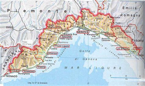 la cartina della liguria