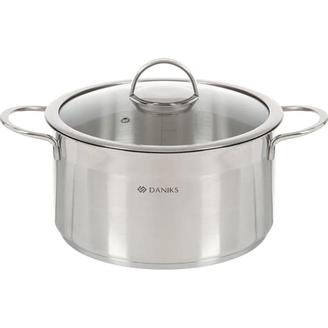 Кастрюля DANIKS 5.8 л, нержавеющая сталь, крышка стекло, бонн, gs-01319 ...